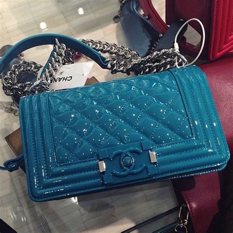 teal chanel boy bag|Chanel boy shopping tote.